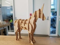 3D Wooden Puzzle Unicorn Model Laser Cut Vector File