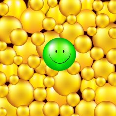 3D Yellow Circles Background Emotional Smile Emoji Icon Decor Free Vector