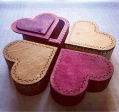4 Wooden heart Box for Laser Cut CNC DXF File