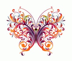 Abstract Floral Butterfly Vector Graphic Free Vector