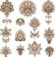 Abstract Floral Elements In Indian Mehndi Style Free CDR Vectors File
