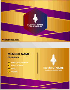 Abstract Purple Business Card Template With Golden Lines Free Vector