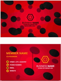 Abstract Red Gradient Business Card Template with Circles Vector File