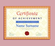 Achievement Certificate Template Classical Style Design Vector File