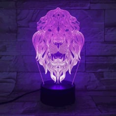 Acrylic 3D Lion Animal Night Light Laser Cut CDR File