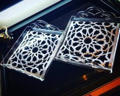 Acrylic Laser Cut Tray Layout with Engraving Design CDR File