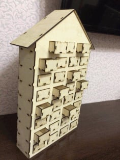Advent Calendar Wooden House 31 Drawers Laser Cut CDR File