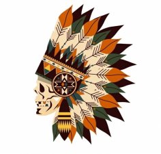American Tribal Hat Icon Skull Feather Decor Free Vector