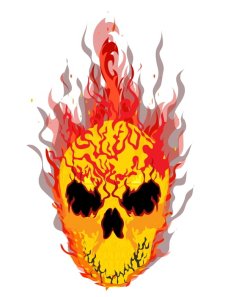 Angry Flaming Skull Face Laser Printing T-Shirt Design Tattoo Template Free Vector