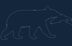 Animal Bear Catching Fish DXF File