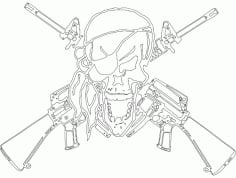 AR Gun Skull Template DXF File