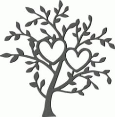 Art Tree and Two Hearts Laser Cut Plasma Free DXF Vectors File