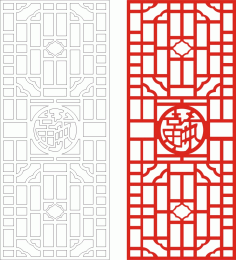 Asian Geometric Metal Door Panel Laser Cut CDR File