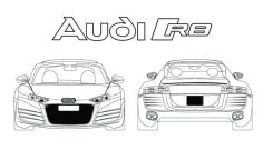 Audi R8 2021 Outline Drawing Free Vector