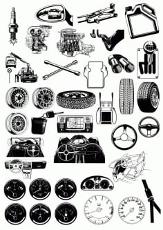 Auto Spare Parts Theme Illustration Vectors Free CDR Vectors File