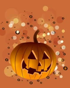 Autumn Background Horror Pumpkin Icon Shiny Bokeh Decor Free Vector