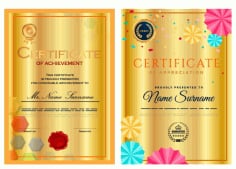 Award Certificate of Achievement Elegant Colorful Geometric Decor Vector File