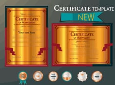 Award Certificate Template Elegant Classic Red Decor Vector File