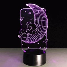 Baby Moon 3D LED Illusion Lamp CDR File