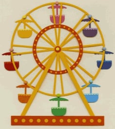 Baby Toy Ferris wheel 3D Puzzle Pattern Cake Stand DXF File