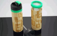Bamboo Water Bottle Laser Engraving CDR, DXF and Ai File