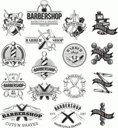 Barbershop Logo Set Free CDR Vectors File