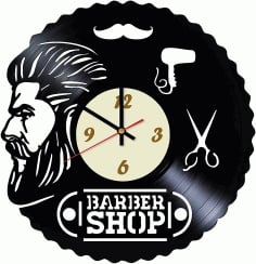 Barbershop Wall Clock Design CDR Vectors File