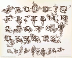 Baroque Floral Letters Free CDR Vectors File