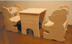 Bear Wooden Chair and Table CDR Vectors File