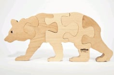 Bear Wooden Jigsaw Puzzle CNC Laser Cutting Plans Free DWG File