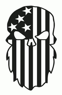 Beard Punisher USA Flag Skulls For Silhouette DXF File