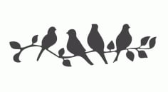 Beautiful Birds on a Branch Stencil Vector Laser Cut CDR File
