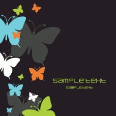 Beautiful Butterfly Elements Background Text Free Vector