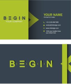 Begin Business Card Template Free Vector