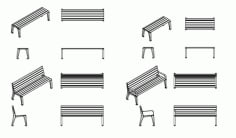 Benches Furniture DWG CAD file in 2D Drawing