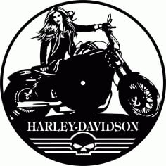 Biker Lady Harley Davidson Clock Sample CDR File