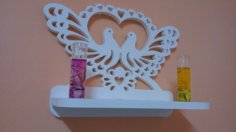 Bird Shelf with A Heart Wooden Wall Shelf Decorative Shelf DXF File for Laser Cutting