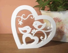 Birds Pair in the Heart DXF File