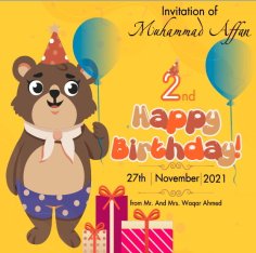 Birthday Card Bear Balloon Stylized Cartoon Banner Free Vector