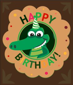 Birthday Cartoon Crocodile Invitation Card Free Vector