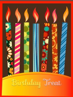 Birthday Colorful Candles Invitation Card Free Vector