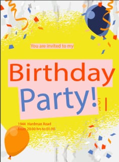 Birthday Party Portrait Invitation Card Vector File