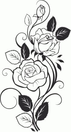 Black and White Rose Vector Laser Cut CDR File