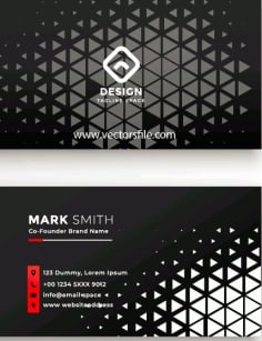 Black Business Card with Triangle Shapes Vector File