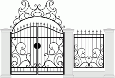 Black Forged Gate Wickets On White Vector Free Vector CDR File