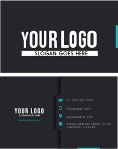 Black Theme Visiting Card Template Free Vector