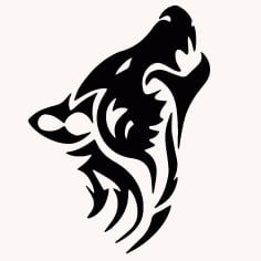 Black Wolf Silhouette Face Design CDR File