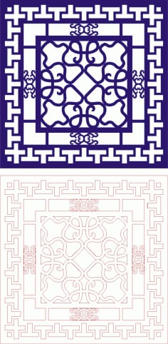 Block Print Double Tile Seamless Pattern Laser Cut CDR File