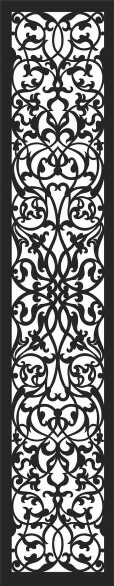 Bloomy Vertical Print Decorative Metal Grilles Screen Panel DXF File