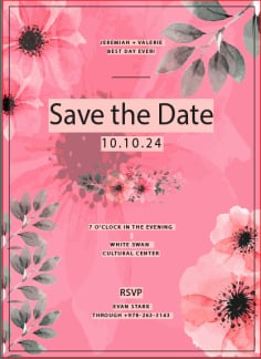 Bloomy Wedding Invitation Card Template Vector File